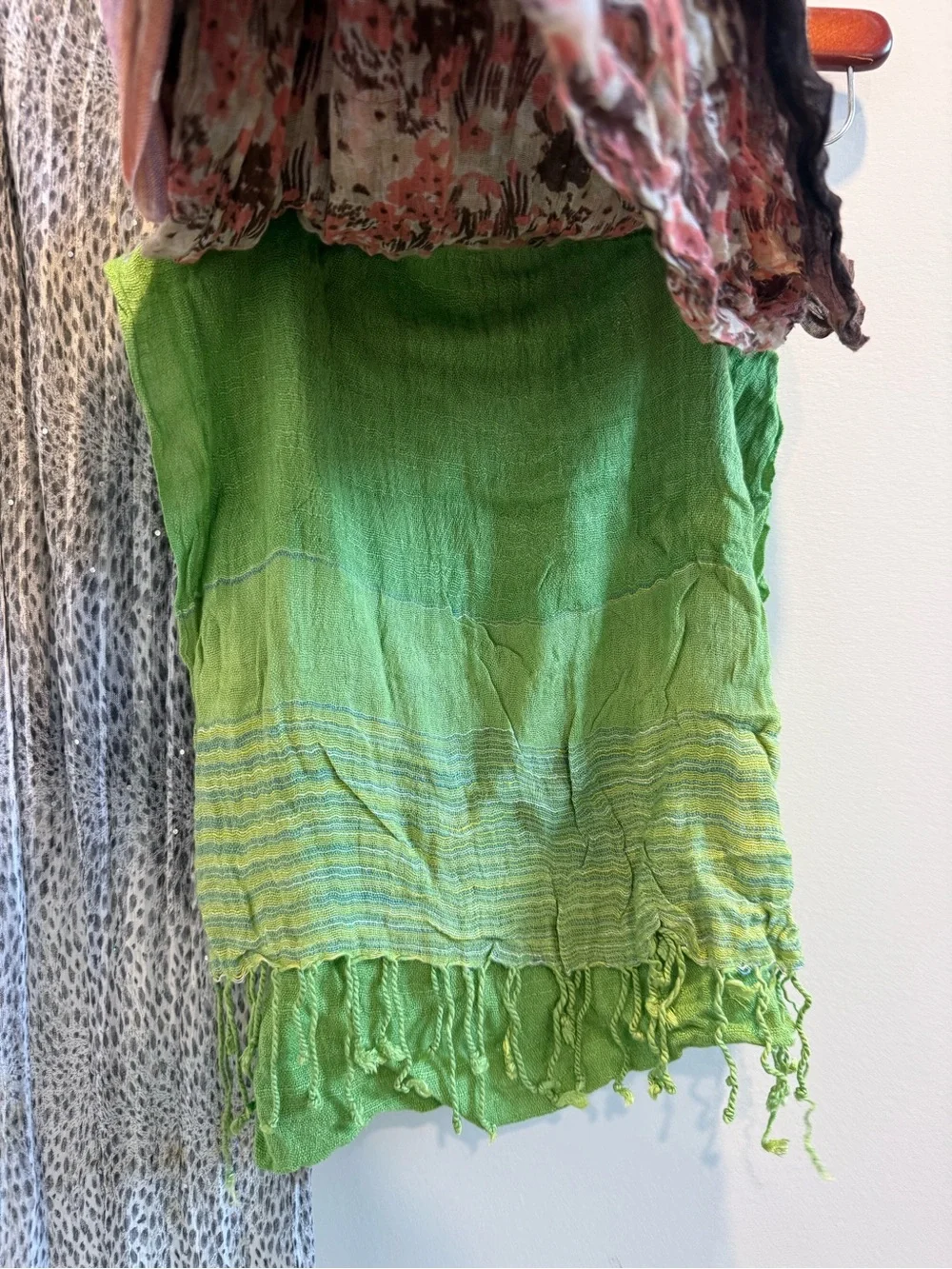 Set of 7 Lightweight Scarves - Multicolor Stripes & Neutrals